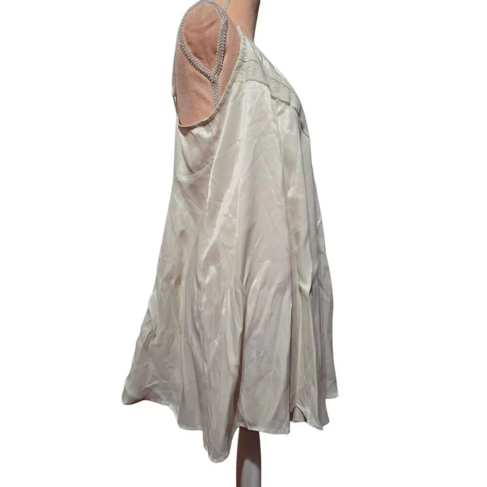 Free People White Satin Mini Slip Dress